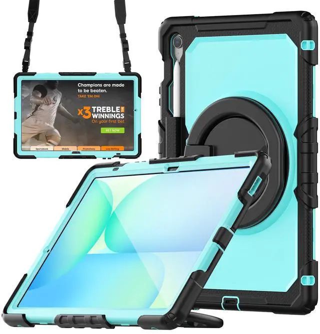 Main image of BONAEVER Case for Samsung Galaxy Tab S10 FE+ / Galaxy Tab S10 FE Plus 5G 13.1 inch 2025 Protective Cover with Screen Protector Pen Holder Hand/Shoulder Strap Light Blue