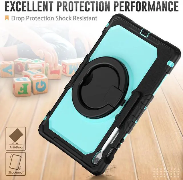 Alt view image 3 of 7 - BONAEVER Case for Samsung Galaxy Tab S10 FE+ / Galaxy Tab S10 FE Plus 5G 13.1 inch 2025 Protective Cover with Screen Protector Pen Holder Hand/Shoulder Strap Light Blue