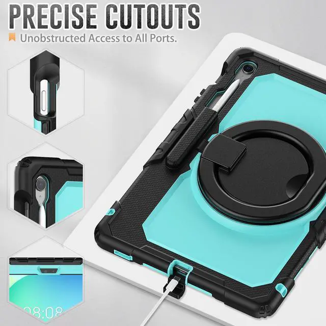 Alt view image 7 of 7 - BONAEVER Case for Samsung Galaxy Tab S10 FE+ / Galaxy Tab S10 FE Plus 5G 13.1 inch 2025 Protective Cover with Screen Protector Pen Holder Hand/Shoulder Strap Light Blue