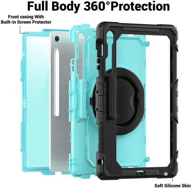 Alt view image 5 of 7 - BONAEVER Case for Samsung Galaxy Tab S10 FE+ / Galaxy Tab S10 FE Plus 5G 13.1 inch 2025 Protective Cover with Screen Protector Pen Holder Hand/Shoulder Strap Light Blue