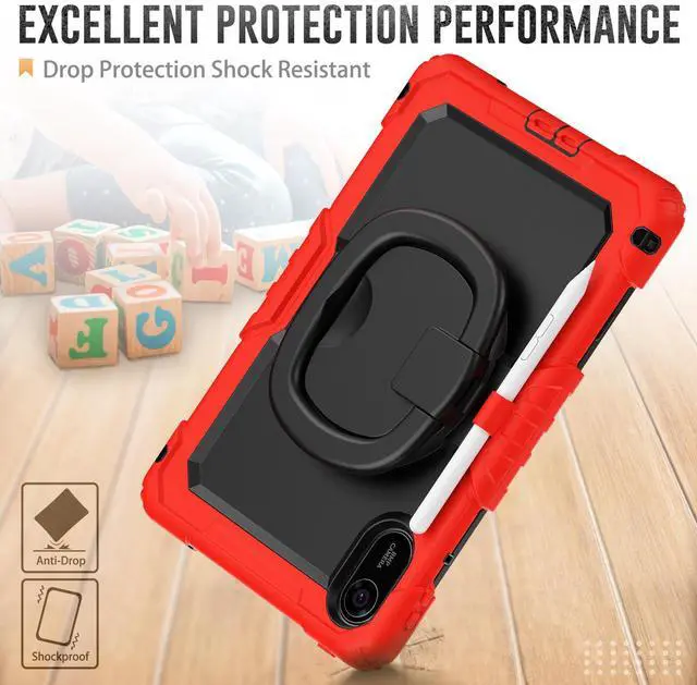 Alt view image 3 of 7 - BONAEVER Case for Xiaomi Redmi Pad 2 11 inch 2025 Protective Cover with Screen Protector Pen Holder Hand/Shoulder Strap Red