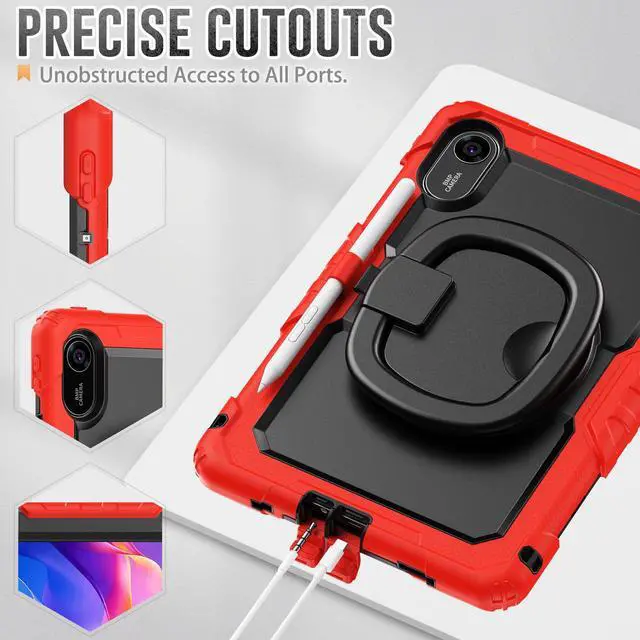 Alt view image 6 of 7 - BONAEVER Case for Xiaomi Redmi Pad 2 11 inch 2025 Protective Cover with Screen Protector Pen Holder Hand/Shoulder Strap Red