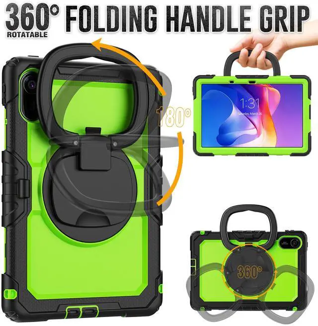 Alt view image 2 of 7 - BONAEVER Case for Xiaomi Redmi Pad 2 11 inch 2025 Protective Cover with Screen Protector Pen Holder Hand/Shoulder Strap Green