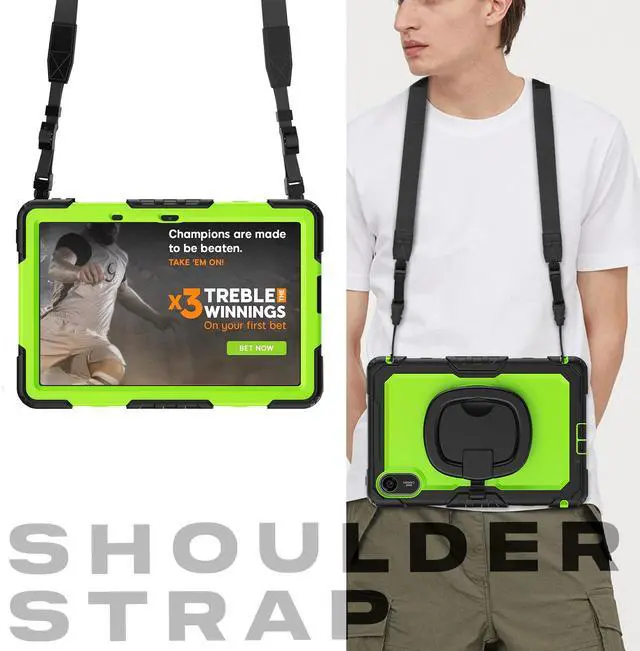 Alt view image 7 of 7 - BONAEVER Case for Xiaomi Redmi Pad 2 11 inch 2025 Protective Cover with Screen Protector Pen Holder Hand/Shoulder Strap Green