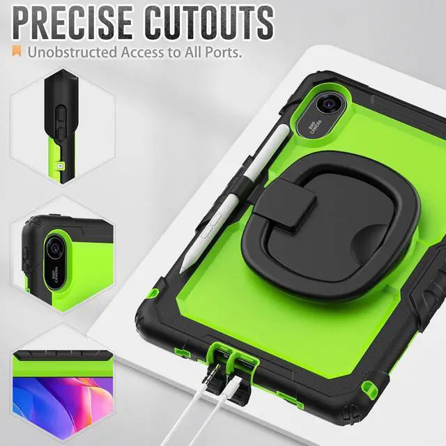 Alt view image 6 of 7 - BONAEVER Case for Xiaomi Redmi Pad 2 11 inch 2025 Protective Cover with Screen Protector Pen Holder Hand/Shoulder Strap Green