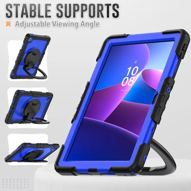 Alt view image 4 of 7 - BONAEVER Case for Lenovo Tab 10.1 inch 2025 Model TB311FU TB311XU with Screen Preotector Pencil Holder Shockproof Rugged Cover with Kickstand Hand Strap Shoulder Strap Blue