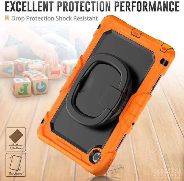 Alt view image 3 of 7 - BONAEVER Case for Lenovo Tab 10.1 inch 2025 Model TB311FU TB311XU with Screen Preotector Pencil Holder Shockproof Rugged Cover with Kickstand Hand Strap Shoulder Strap Orange