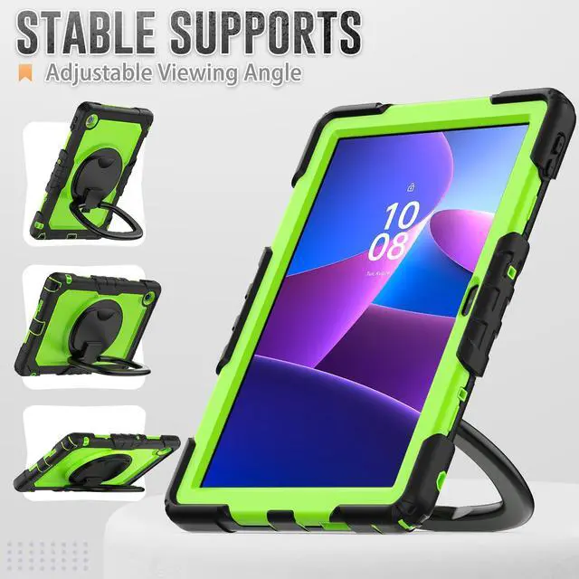 Alt view image 4 of 7 - BONAEVER Case for Lenovo Tab 10.1 inch 2025 Model TB311FU TB311XU with Screen Preotector Pencil Holder Shockproof Rugged Cover with Kickstand Hand Strap Shoulder Strap Green
