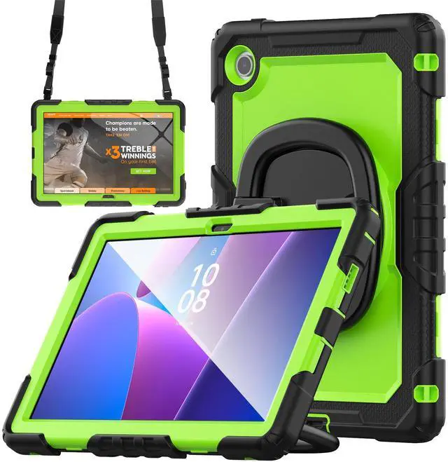 Main image of BONAEVER Case for Lenovo Tab 10.1 inch 2025 Model TB311FU TB311XU with Screen Preotector Pencil Holder Shockproof Rugged Cover with Kickstand Hand Strap Shoulder Strap Green