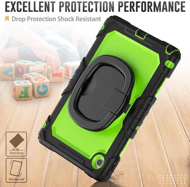 Alt view image 3 of 7 - BONAEVER Case for Lenovo Tab 10.1 inch 2025 Model TB311FU TB311XU with Screen Preotector Pencil Holder Shockproof Rugged Cover with Kickstand Hand Strap Shoulder Strap Green