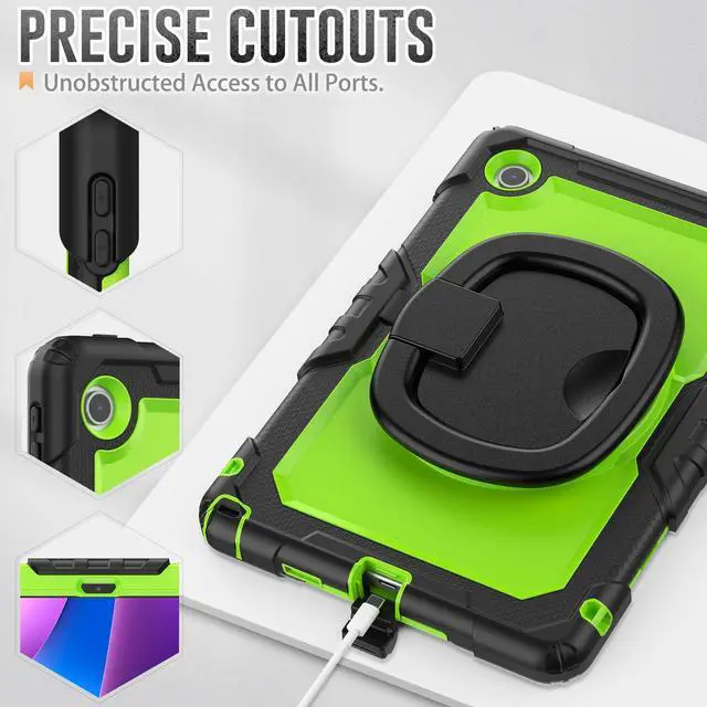 Alt view image 6 of 7 - BONAEVER Case for Lenovo Tab 10.1 inch 2025 Model TB311FU TB311XU with Screen Preotector Pencil Holder Shockproof Rugged Cover with Kickstand Hand Strap Shoulder Strap Green