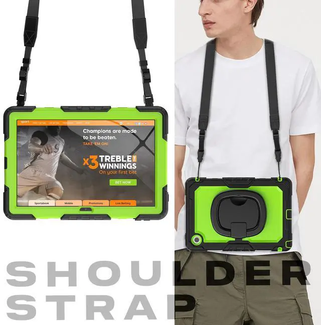 Alt view image 7 of 7 - BONAEVER Case for Lenovo Tab 10.1 inch 2025 Model TB311FU TB311XU with Screen Preotector Pencil Holder Shockproof Rugged Cover with Kickstand Hand Strap Shoulder Strap Green