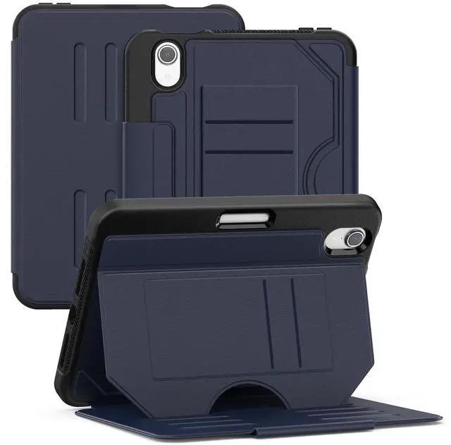 Main image of BONAEVER Case For iPad mini 7 (A17 Pro) 2024 / Mini 6 2021 8.3'' Smart Magnetic Auto Sleep Shockproof Cover with Absorbing Multi-Angles Stand, Pen Holder, Card Slot Blue