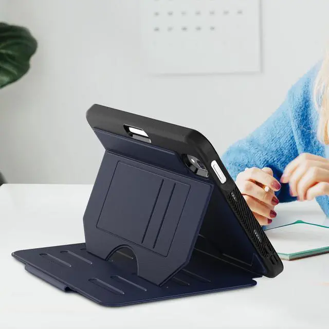 Alt view image 5 of 7 - BONAEVER Case For iPad mini 7 (A17 Pro) 2024 / Mini 6 2021 8.3'' Smart Magnetic Auto Sleep Shockproof Cover with Absorbing Multi-Angles Stand, Pen Holder, Card Slot Blue