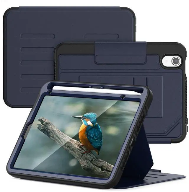 Alt view image 7 of 7 - BONAEVER Case For iPad mini 7 (A17 Pro) 2024 / Mini 6 2021 8.3'' Smart Magnetic Auto Sleep Shockproof Cover with Absorbing Multi-Angles Stand, Pen Holder, Card Slot Blue