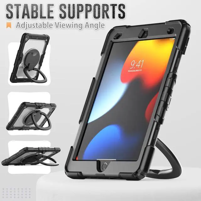 Alt view image 4 of 7 - BONAEVER Case for Samsung Galaxy Tab A9 Plus 11 inch 2023 SM-X210/X216/X218 Shockproof Protective Cover with Screen Protector Rotating Stand and /Shoulder Strap Pen Holder Stylus Pen Transparent