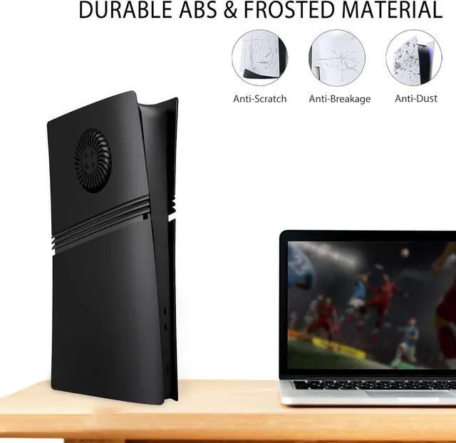 Alt view image 6 of 7 - BONAEVER Faceplate for PS5 Pro Digital Edition with Cooling Vent and Dust Filter, Face Plate Console Accessories Cover ABS Dustproof Replacement Side Shell Case Black
