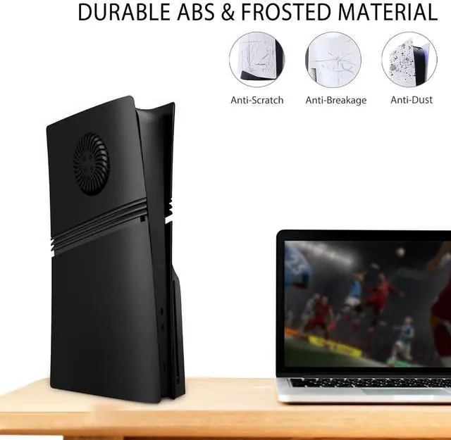 Alt view image 5 of 7 - BONAEVER Faceplate for PS5 Pro Disc Edition with Cooling Vent and Dust Filter, Face Plate Console Accessories Cover ABS Dustproof Replacement Side Shell Case Black