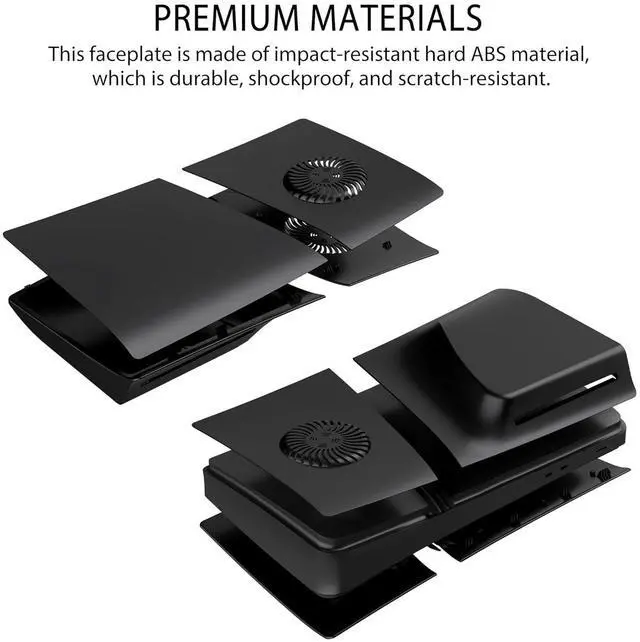 Alt view image 4 of 7 - BONAEVER Faceplate for PS5 Pro Disc Edition with Cooling Vent and Dust Filter, Face Plate Console Accessories Cover ABS Dustproof Replacement Side Shell Case Black