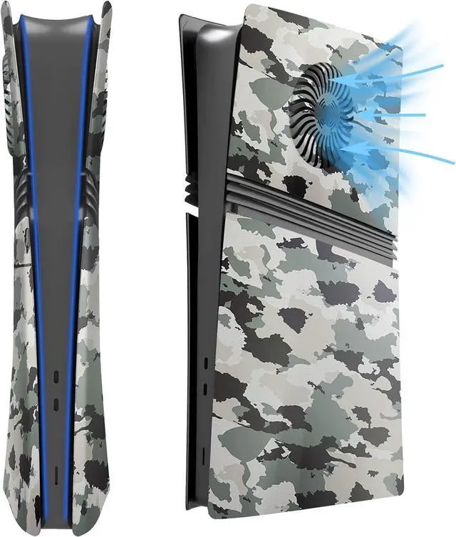 Main image of BONAEVER FacePlates for PS5 Pro Digital Edition Face Plates with Cooling Vents ABS Anti-Scratch Dustproof Protective Shell Cover, Replacement FacePlate for Playstation 5 Pro Digital Camouflage
