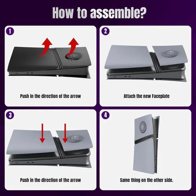 Alt view image 2 of 7 - BONAEVER FacePlates for PS5 Pro Digital Edition Face Plates with Cooling Vents ABS Anti-Scratch Dustproof Protective Shell Cover, Replacement FacePlate for Playstation 5 Pro Digital Grey