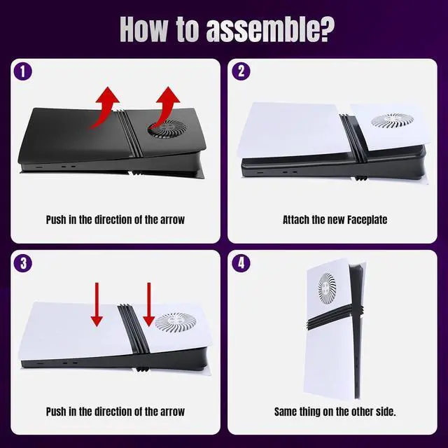 Alt view image 2 of 6 - BONAEVER FacePlates for PS5 Pro Digital Edition Face Plates with Cooling Vents ABS Anti-Scratch Dustproof Protective Shell Cover, Replacement FacePlate for Playstation 5 Pro Digital White