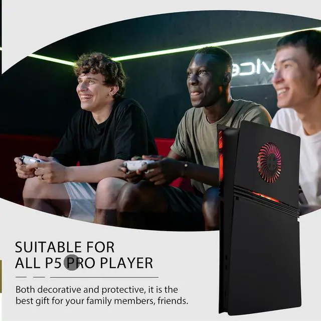 Alt view image 7 of 7 - BONAEVER Faceplate for PS5 Pro Digital Edition with RGB Light Strip and Dust Filter with Cooling Vents DOBEWINGDELOU 400+ Effects LED Light Ring Console Face Plate Cover DIY Decoration Kit Accessories