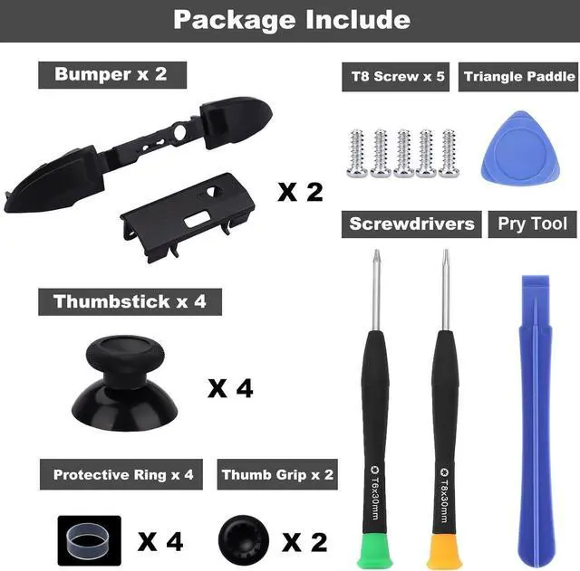 Alt view image 6 of 6 - BONAEVER Bumper Button Replacement for Xbox Series X S Controller, Shoulder Trigger Buttons Top Middle Bracket Replacement Parts for Xbox Series X S Controller