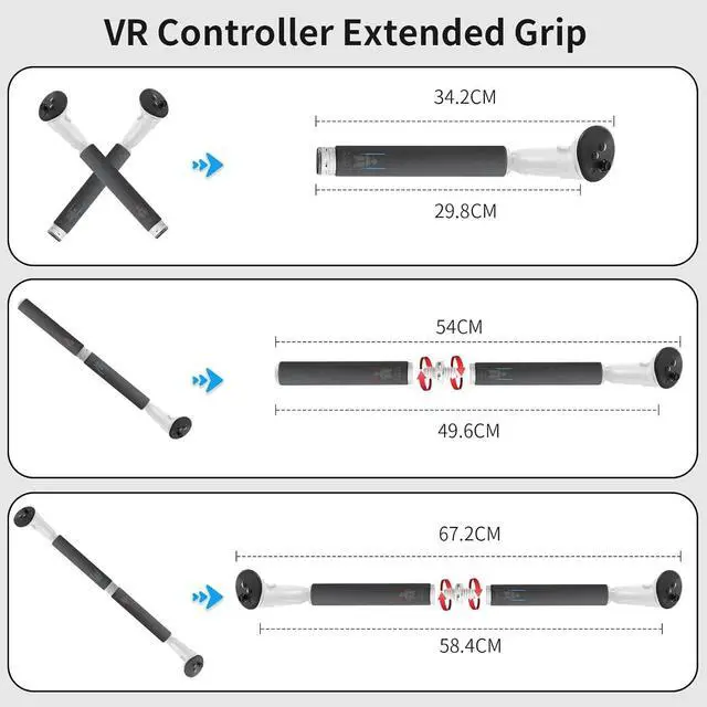 Alt view image 2 of 7 - BONAEVER 3 in 1 Handle Attachments Compatible with Meta Quest 3 / Oculus Quest 3S Controller, Beat Saber/Baseball/Golf Club/VR Gorilla Tag Long Arms Grips for Meta Quest 3/3S Accessories