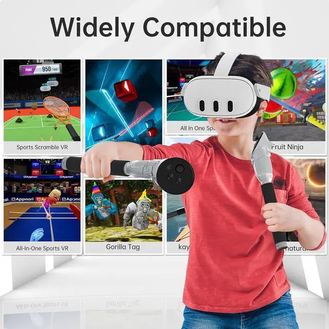 Alt view image 7 of 7 - BONAEVER 3 in 1 Handle Attachments Compatible with Meta Quest 3 / Oculus Quest 3S Controller, Beat Saber/Baseball/Golf Club/VR Gorilla Tag Long Arms Grips for Meta Quest 3/3S Accessories