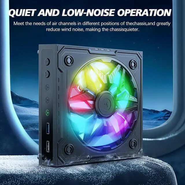 Alt view image 2 of 7 - BONAEVER Cooling Fan for Xbox Series X Console, Low Noise Top Fan Cooler with RGB Light, Auto Cooling Fan Proof Top Cooler 2 USB Port with 6 Colorful RGB Lights