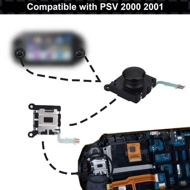 Alt view image 5 of 6 - BONAEVER 2-Pack Joysticks Replacement for PS Vita 2000 2001, Analog 3D Thumb Stick with Thumbstick Grips for PSV 2000