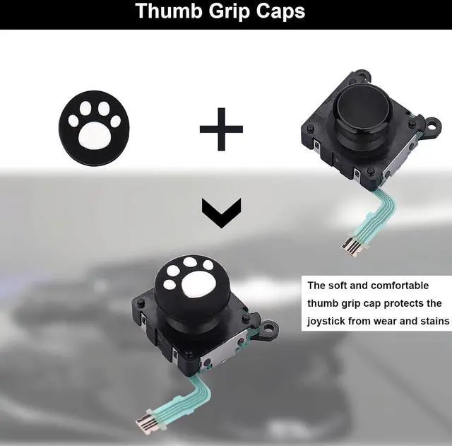 Alt view image 6 of 6 - BONAEVER 2-Pack Joysticks Replacement for PS Vita 2000 2001, Analog 3D Thumb Stick with Thumbstick Grips for PSV 2000