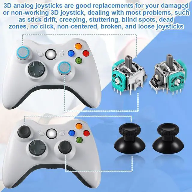 Alt view image 4 of 6 - BONAEVER 37 Pcs Analog Joysticks Repair Kit Compatible with Xbox One Controllers, Include Bumper Buttons Replacement Thumbstick Hat Silicone Hat Covers with Screwdriver Parts