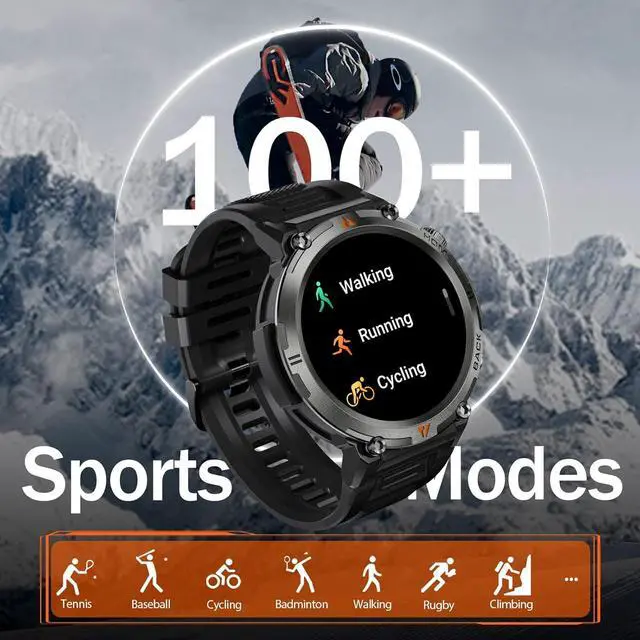 Alt view image 3 of 7 - BONAEVER Military Smart Watch for Men 3ATM Waterproof Rugged Smart Watch with Bluetooth Call Flashlight 1.45" Big Screen Fitness Tracker Heart Rate Sleep Monitor Sports Smartwatch for iPhone Addroid
