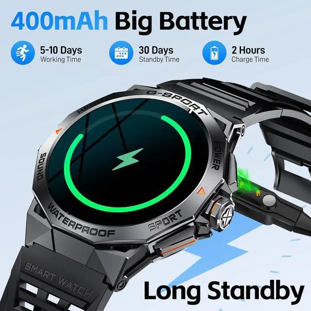 Alt view image 4 of 7 - BONAEVER Military Smart Watch for Men AMOLED 1.43" Rugged Smart Watch with 100+ Sports Modes Fitness Tracker Watch with Heart Rate Sleep Tracker Tactical Smartwatch for iPhone Android