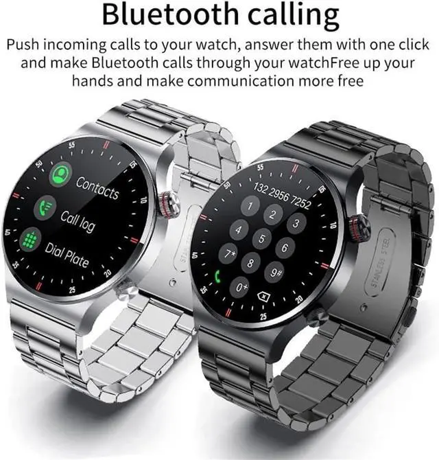 Alt view image 2 of 7 - BONAEVER Bluetooth Calls Smart Watch Men Women Heart Rate Sleep Monitor Steps IP67 Waterproof Sport Fitness Tracker 1.3''Touch Screen Fasion Black Stainless Steel Smart Watches for Android iOS