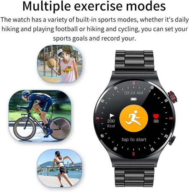 Alt view image 6 of 7 - BONAEVER Bluetooth Calls Smart Watch Men Women Heart Rate Sleep Monitor Steps IP67 Waterproof Sport Fitness Tracker 1.3''Touch Screen Fasion Black Stainless Steel Smart Watches for Android iOS