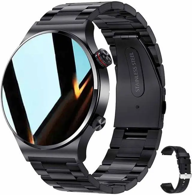 Main image of BONAEVER Bluetooth Calls Smart Watch Men Women Heart Rate Sleep Monitor Steps IP67 Waterproof Sport Fitness Tracker 1.3''Touch Screen Fasion Black Stainless Steel Smart Watches for Android iOS