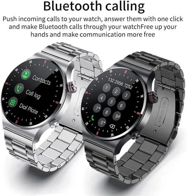 Alt view image 2 of 7 - BONAEVER Bluetooth Calls Smart Watch Men Women Heart Rate Sleep Monitor Steps IP67 Waterproof Sport Fitness Tracker 1.3''Touch Screen Fasion Black Stainless Steel Smart Watches for Android iOS Silver