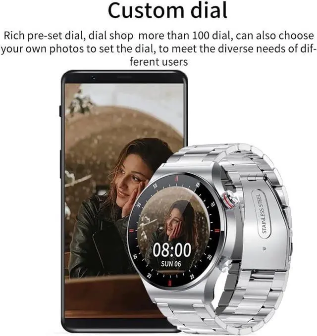 Alt view image 6 of 7 - BONAEVER Bluetooth Calls Smart Watch Men Women Heart Rate Sleep Monitor Steps IP67 Waterproof Sport Fitness Tracker 1.3''Touch Screen Fasion Black Stainless Steel Smart Watches for Android iOS Silver