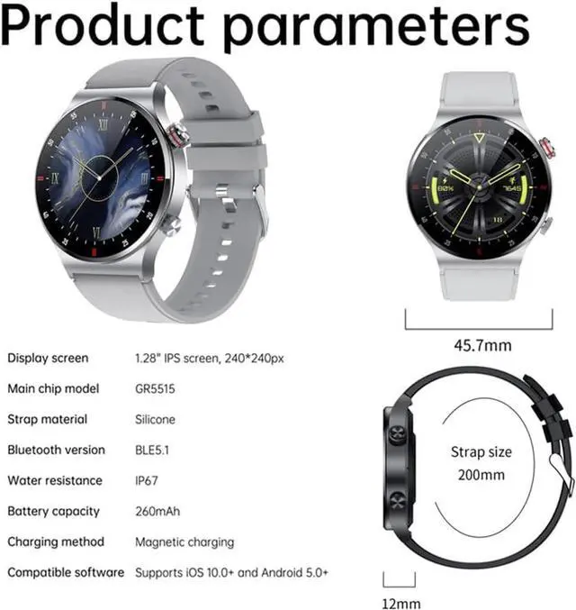 Alt view image 7 of 7 - BONAEVER Bluetooth Calls Smart Watch Men Women Heart Rate Sleep Monitor Steps IP67 Waterproof Sport Fitness Tracker 1.3''Touch Screen Fasion Black Stainless Steel Smart Watches for Android iOS Silver
