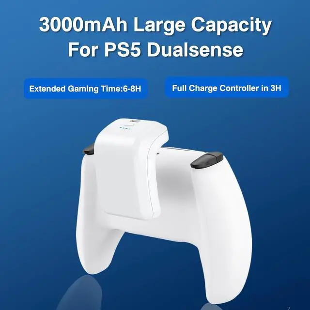 Alt view image 2 of 7 - BONAEVER 2X 3000mAh PS5 Controller External Battery Pack, PS5 Replacement Battery Extender for Sony PlayStation 5 DualSense LIP1708 CFI-ZCT1W Controller with USB-C Charging Cable