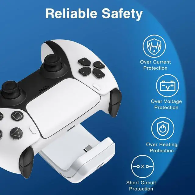 Alt view image 6 of 7 - BONAEVER 2X 3000mAh PS5 Controller External Battery Pack, PS5 Replacement Battery Extender for Sony PlayStation 5 DualSense LIP1708 CFI-ZCT1W Controller with USB-C Charging Cable