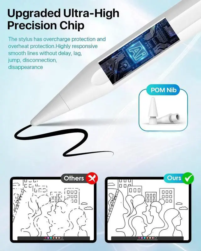Alt view image 6 of 6 - BONAEVER Magnetic Wireless Charging Pencil 2nd Generation, Stylus Pen Same as Apple Pencil 2 Gen, Compatible with iPad Pro 11 in 1/2/3/4, iPad Pro 12.9 in 3/4/5/6, iPad Air 4/5, iPad Mini 6