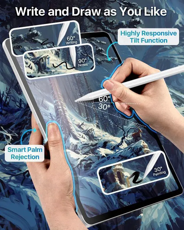 Alt view image 3 of 6 - BONAEVER Magnetic Wireless Charging Pencil 2nd Generation, Stylus Pen Same as Apple Pencil 2 Gen, Compatible with iPad Pro 11 in 1/2/3/4, iPad Pro 12.9 in 3/4/5/6, iPad Air 4/5, iPad Mini 6