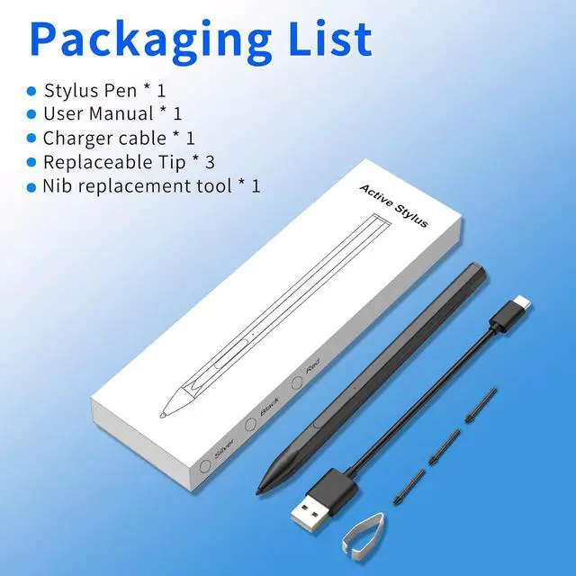 Alt view image 6 of 6 - BONAEVER Stylus Pen for ASUS Transformer/Mini/ASUS Zenbook Flip/Pro/ASUS Vivobook Flip/Pro/Duo/ASUS Notebook, Rechargeable MPP 2.0 Tilt Active Pen with 4096 Pressure Sensitivity, Palm Rejection Black