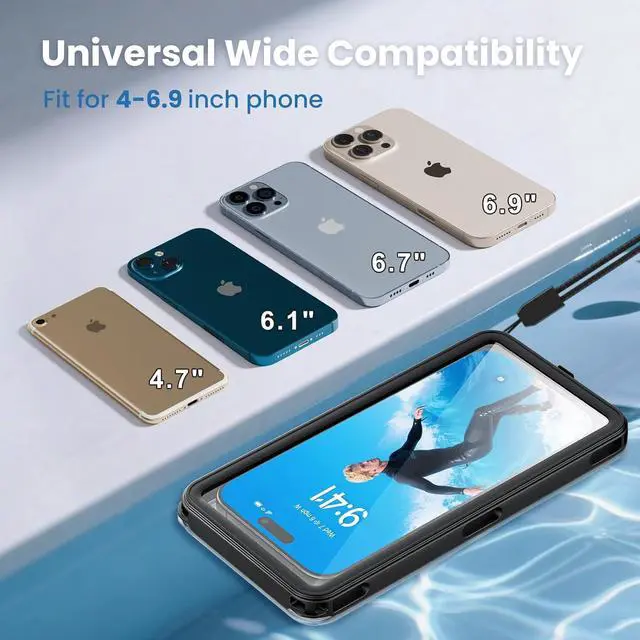 Alt view image 3 of 7 - BONAEVER Waterproof Phone Case, Underwater Phone Case for Snorkeling, Universal IPX8 Diving Case with Lanyard Up to 6.9" for Phone 16/15/14/13/12 Pro Max, Galaxy S25/S24/S23/S22/Google/Moto