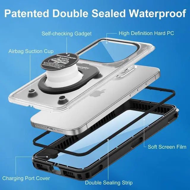 Alt view image 6 of 7 - BONAEVER Waterproof Phone Case, Underwater Phone Case for Snorkeling, Universal IPX8 Diving Case with Lanyard Up to 6.9" for Phone 16/15/14/13/12 Pro Max, Galaxy S25/S24/S23/S22/Google/Moto