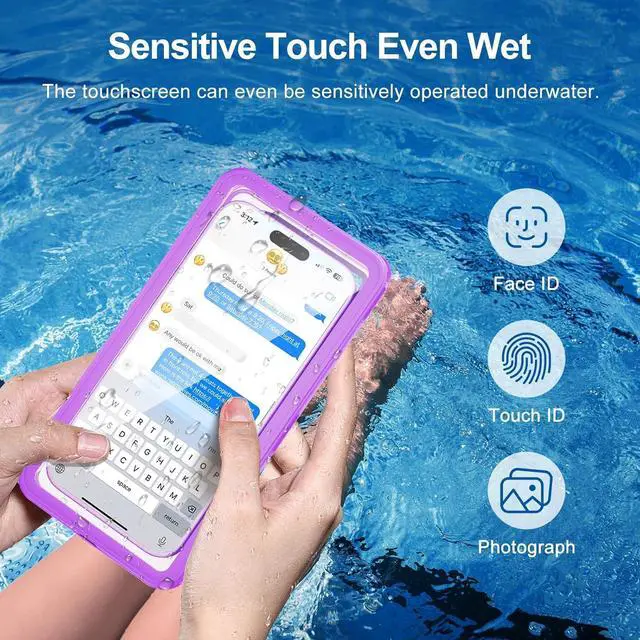 Alt view image 3 of 7 - BONAEVER Waterproof Phone Case, Underwater Phone Case for Snorkeling, Universal IPX8 Diving Case with Lanyard Up to 6.9" for Phone 16/15/14/13/12 Pro Max, Galaxy S25/S24/S23/S22/Google/Moto Purple